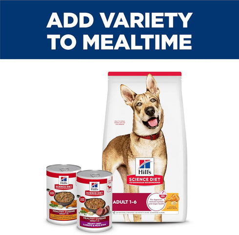 1-6 12.5 oz. 12-Pack Hill's Science Diet Adult Healthy Cuisine Wet Dog Food, Braised Beef, Carrots, & Peas Stew, Cans