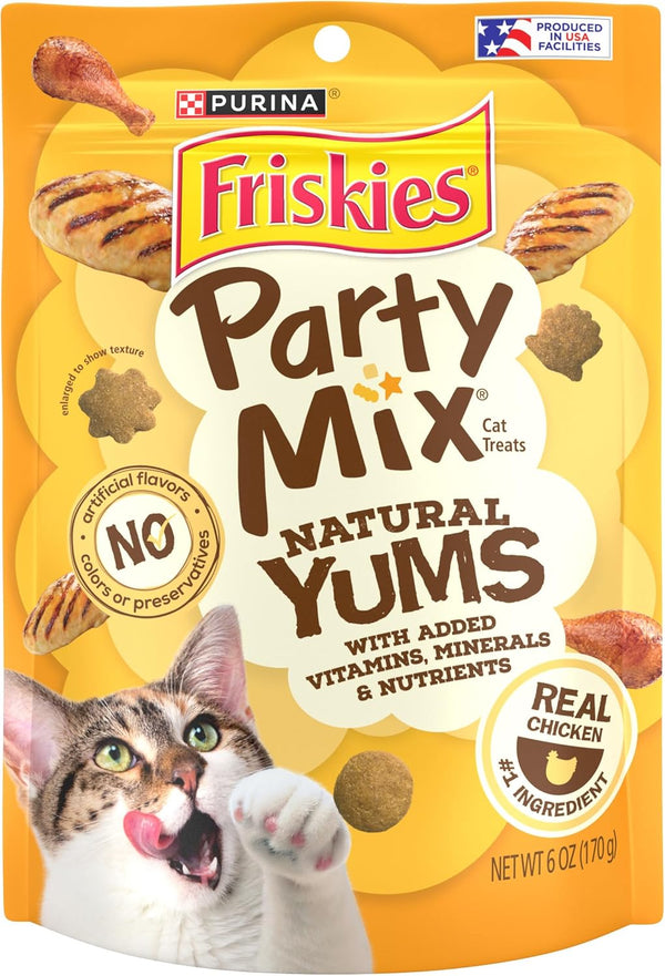 Purina Friskies Natural Cat Treats, Party Mix Natural Yums With Real Chicken