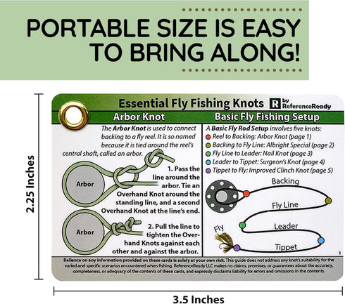 Fly Fishing Knot Cards - Waterproof Guide to 14 Essential Knots, Includes Mini Carabiner