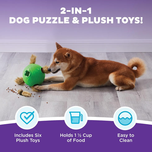 2 Outward Hound by Nina Ottosson Dog Snuffle N' Treat Ball Puzzle, Level Intermediate, Green, Large