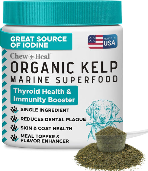 Sea Kelp Powder for Dogs - Thyroid, Dental & Plaque Support, Skin