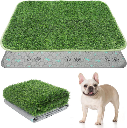KOOLTAIL Dog Grass Pad with Washable Pee Pads for Puppy Potty Tray,20"*25"