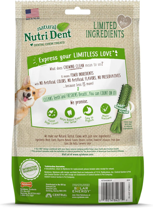 Nylabone Nutri Dent Dog Dental Chews, Fresh Breath Flavor, Medium (20 Count) - Natural Dog Teeth Cleaning & Breath