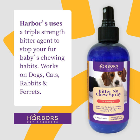 Harbor's Bitter No Chew Spray - 3X Strength Chewing Deterrent for Shoes, Bandages, Paws, and Furniture