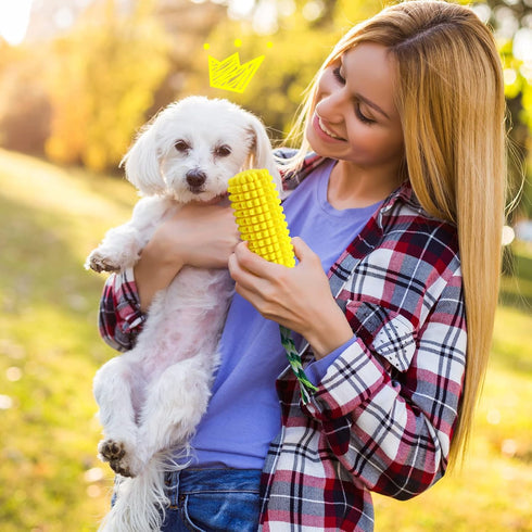 Sumind Dog Tough Corn Toys for Aggressive Chewers, Indestructible Squeaky Toothbrush Interactive Toys for Small Medium
