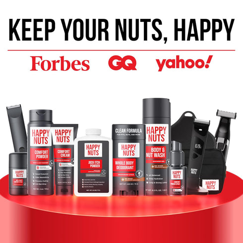 HAPPY NUTS Comfort Powder Spray: Anti Chafing & Mens Deodorant, Aluminum-Free, Sweat and Odor Control for Jock Itch