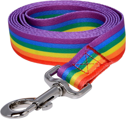 Native Pup Rainbow Flag Gay Pride LBGTQ Dog Leash - 5 Ft (Rainbow)