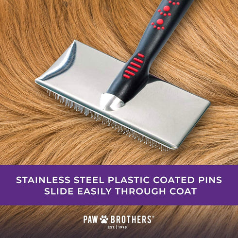 Ryan's Pet Supplies Paw Brothers Soft Flat Slicker Brush for Dogs, Professional Grade for Small Dogs, Gentle on Skin