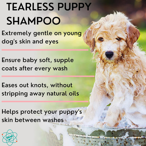 Tearless Puppy Shampoo and Conditioner 1 Gallon - Anti Itch Dog Shampoo for Sensitive Skin, Coconut Oil Oatmeal