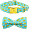 Elegant Little Tail Easter Day Dog Collar with Bow, Chicken Eggs Print, Adjustable for Small Dogs