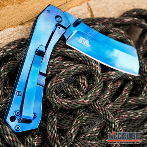 KCCEDGE BEST CUTLERY SOURCE EDC Pocket Knife with Razor Sharp Edge Cleaver Blade for Camping Gear