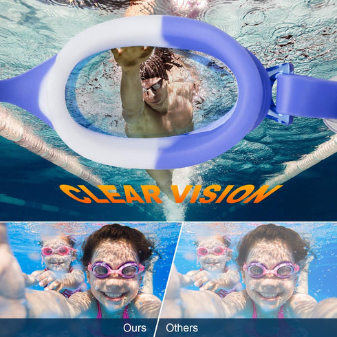 Kids Swim Goggles - Anti-Fog, Waterproof Swimming Glasses for Children and Early Teens (Ages 3 to 15)