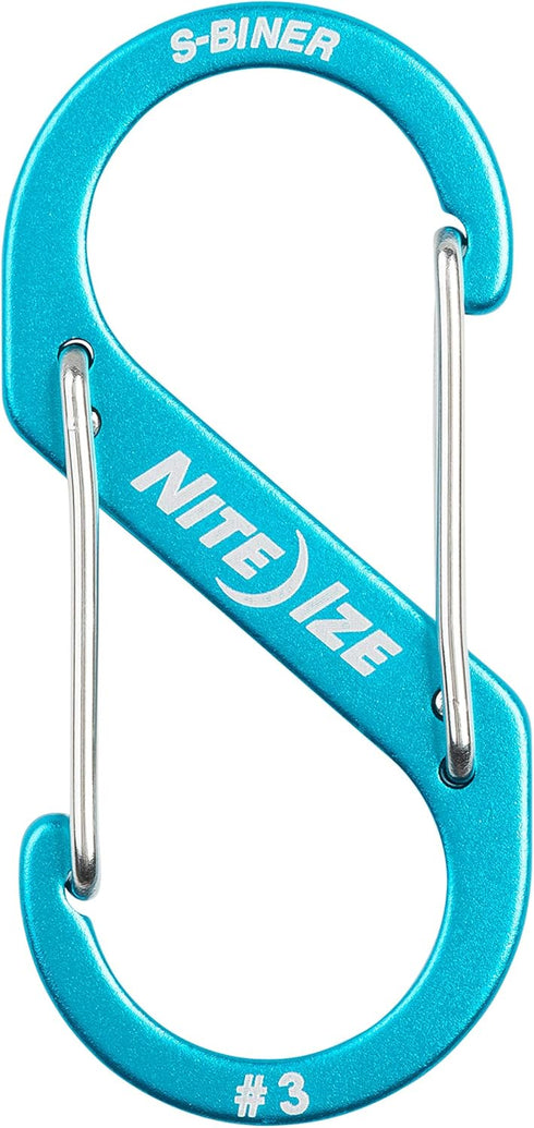 Nite Ize Size-3 S-Biner Dual Carabiner, Aluminum, Blue Color