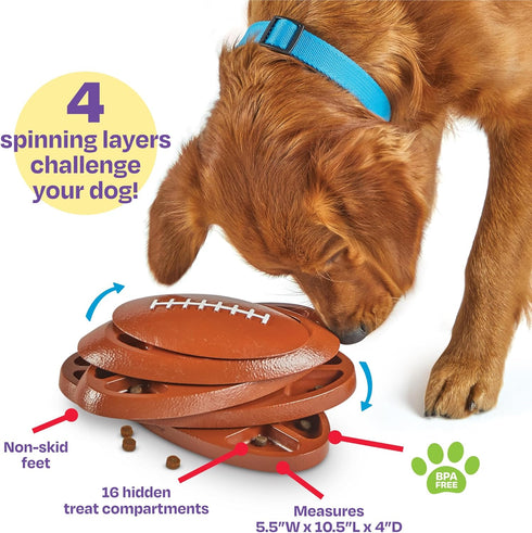 Brightkins Touchdown Time! Treat Puzzle - Dog Puzzle Toys, Interactive Dog Toys, Gifts for Dogs