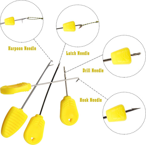 Fishing Carp Hair Boilie Rigs Kit, 45pcs with Curved Barbed Carp Hook, Braided Line, Bait Stopper Tool