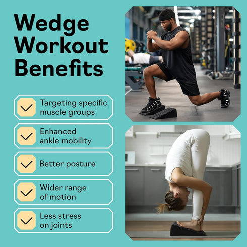 Squat Wedge Set of 3 - Slant Board for Calf Stretching, 520 LBS Weight Capacity