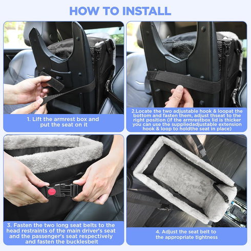to15lbs Center Console Dog Car Seat for Small Dogs,Washable Foldable Console Booster Seat for Puppy Car Seat with Safe
