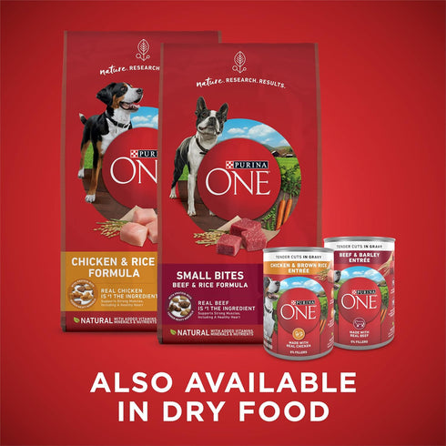 Pack (2 Packs 6) 13 oz. Purina ONE Tender Cuts in Gravy Chicken and Brown Rice, and Beef and Barley Entrees Wet Dog