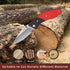 Folding Pocket Knife with 3" 8CR13MOV Blade, Black and Red G10 Handle, Safety Liner Lock for Outdoor Gear