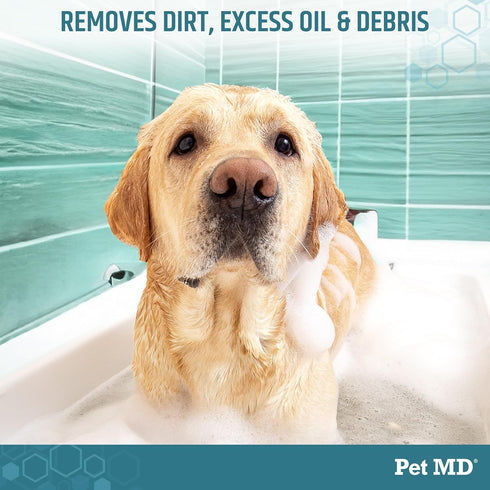 (16oz) Pet MD Benzoyl Peroxide Shampoo for Dogs & Cats - Helps Remove Dead Skin, Unclog Pores, and Manage Mange