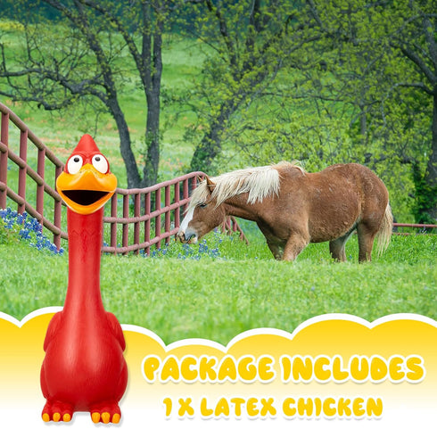 Hungdao 1 Pcs Horse Toys, Latex Squeaky Chicken Squeak Balls, Turkey Balls for Horses, Noise Maker Squeaker (Red)