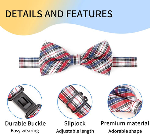 Segarty Dog Bow Tie, 6 PCS Holiday Collar Bulk for Pet Festival Party, Cute Plaid Patterned Neck Wear