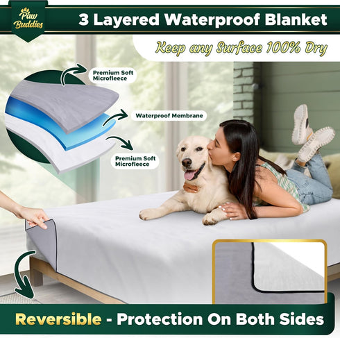 Paw Buddies Waterproof Blanket, Queen Size Intimacy Blanket for Adults, Ultra-Soft Noiseless Mattress Protector