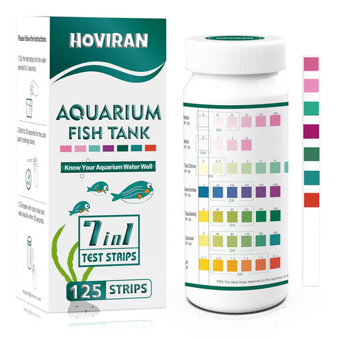 7 in 1 Aquarium Test Strips, 125 Count for Freshwater, Saltwater, Pond Water Testing Kit