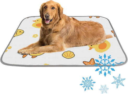 imiBBWQu Cooling Mat for Dogs Fish Duck Starfish Yellow White Coolingdog Mat Washable