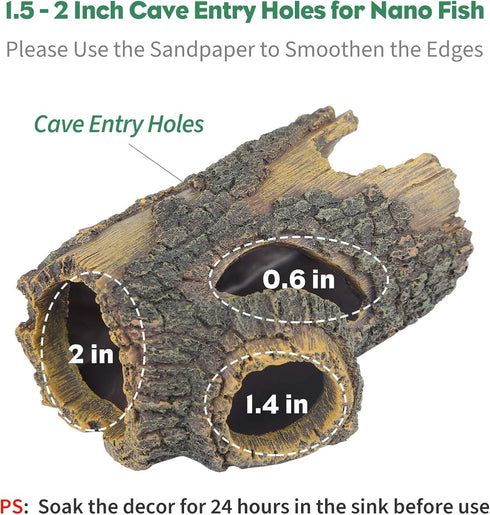 Uniclife Resin Hollow Tree Trunk Betta Log Aquarium Decoration, Fish House Cave Wood Decor for Small & Medium Tanks