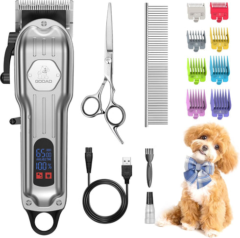 Dog Grooming Kit for Heavy Thick Hair&Coats,Low Noise Dog Hair Trimmer,Rechargeable Cordless