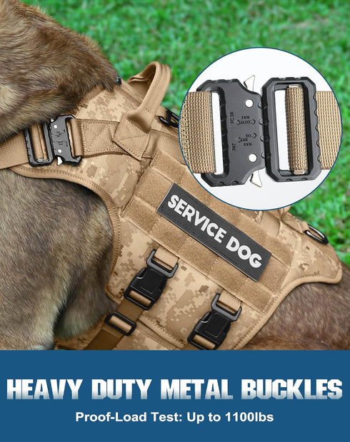 Tactical Dog Harness - PETNANNY Service Dog Vest for Large Breed, MOLLE Vest with Handle for Walking, Hiking, Training