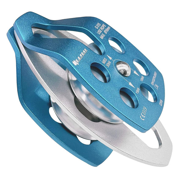 SEPEAK CE 30kN Large Rescue Climbing Pulley, Double Sheave with Swing Plate, Portable Outdoor Safety Pulley for