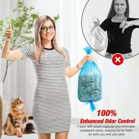 10 Pack 100% Cat Litter Refill Bags Enhanced Odor Control Generic Litter Refills Compatible with Standard, Plus, XL
