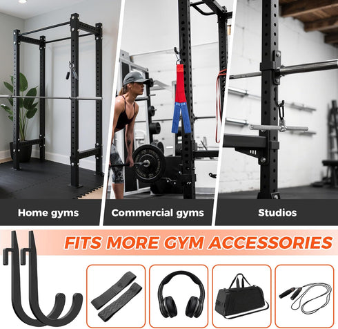 6 PCS J Hooks for Squat Rack,Power Rack Attachments for Home Gym Storage,Portale Squat Rack Accessories, Storage Hook
