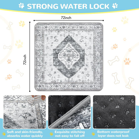 (72"x72") Lahome Extra-Large Washable Dog Pee Pads - Super Absorbent & Waterproof - Leakproof Reusable Mat