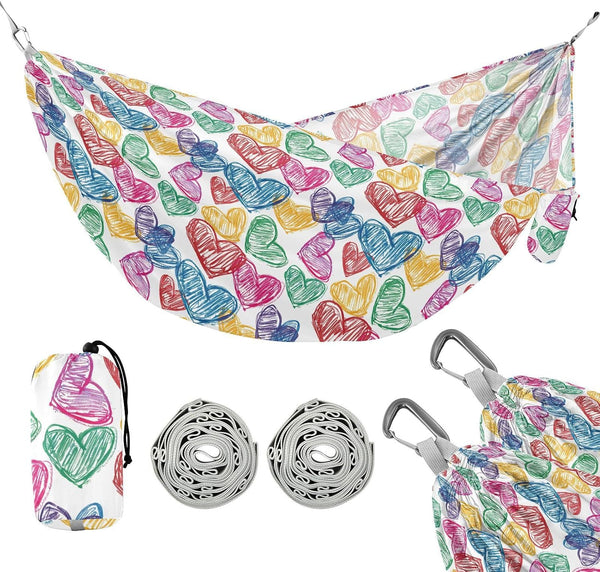 ALAZA Heart Crayon Drawing Camping Hammocks Single or 2 Person 500 lbs