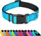 Reflective Dog Collar, Adjustable Soft Neoprene Padded Nylon Collars with Buckle for Large Dogs, Sky Blue, L