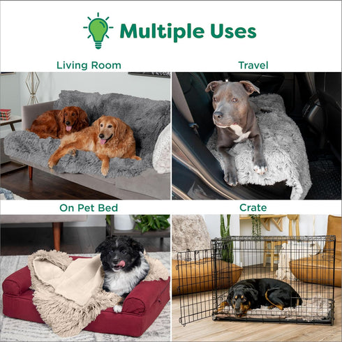 Furhaven Waterproof Throw Blanket for Dogs & Indoor Cats, Washable Shaggy Plush Calming Long Faux Fur & Velvet Dog