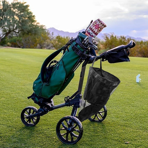 Golf Push Cart Accessories, Mesh Storage Bag, 3 Wheel Push-Pull Cart Backside Extension Organizer