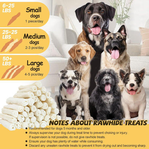 6.5" Breeds4 ASMPET Dog Treats Chews, Chicken Wrapped Rawhide Knotted Bones Dental Care Chews for Small Medium Large