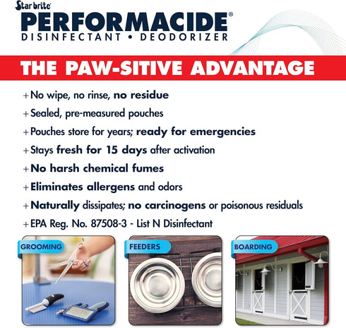 32 OZ PERFORMACIDE No-Rinse Disinfectant / Deodorizer for Pet Surfaces | Kills Parvovirus, Ringworm, Feline