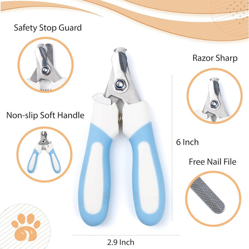 Pet Nail Clippers with Safety Guard, Heavy-Duty Design for Dogs and Cats, Includes Nail Files for Precise Trimming