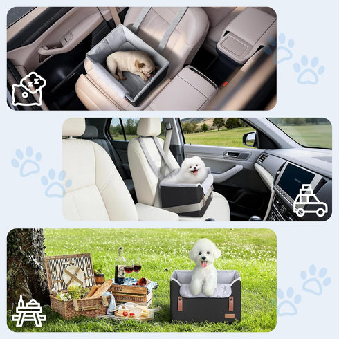 Akinerri Dog Car Seat for Small Dogs, Puppy Seat with Memory Foam Cushion and Safety Buckles, Pet Booster Car Seats