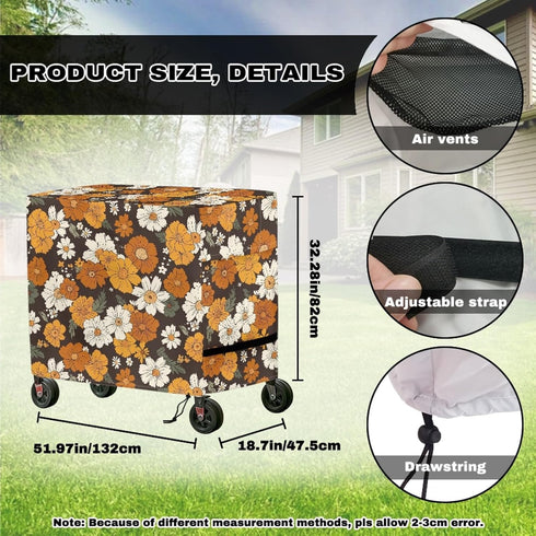 Xumfabuy 80 Cooler Cover, Floral Print Outdoor Bar Cart Cover Compatible with Most Quart Patio Cooler Cart, Ice Chest