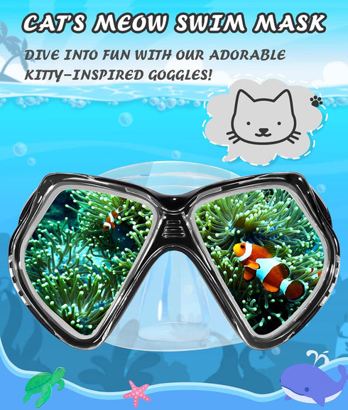 Seago Kids Swim Goggles with Nose Cover - Anti-fog Tempered Glass Snorkel Mask for Kids 6-14