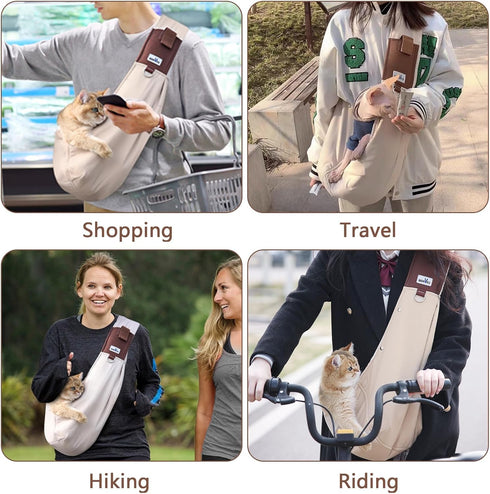 Dog Sling Carrier for Small Dogs, Adjustable Strap Reversible Front Dog Carrier, Hands-Free Pet Papoose Bag for Travel