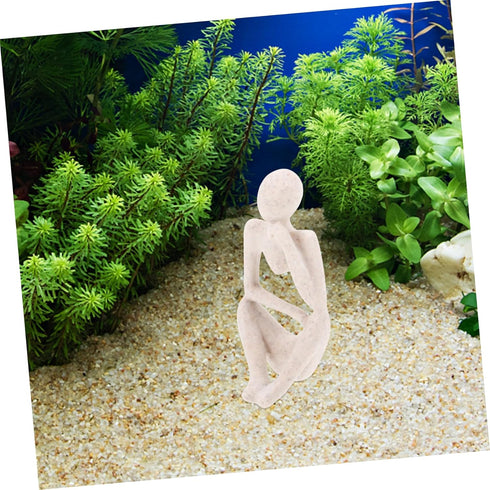 Aquarium Decorations Shelf Decor - Elegant Thinker Statue Abstract Figure for Fish Tank Set
