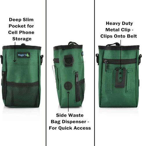 Smart Dog Treat Pouch Bag for Dog Training, Easy Access to Treats & Accessories, Earth Green by Wagtime Club