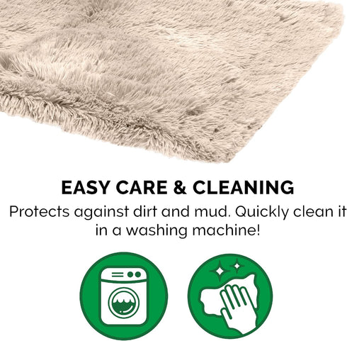 Furhaven Waterproof Throw Blanket - Washable Shaggy Plush Calming Long Faux Fur & Velvet Dog Blanket (Taupe, Small)